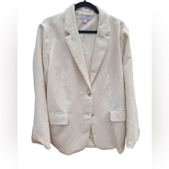 And Now This Women's Corduroy Cream Color 2 Button Blazer With Pockets Size XL - Picture 1 of 12